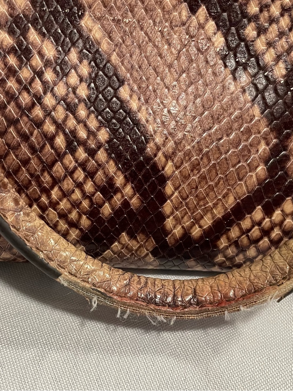 Michael Kors Brown Python Embossed Leather Medium Harper Satchel - Picture 11 of 15